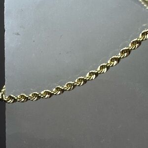 14K Solid Gold French Rope Chain 7” Bracelet 1.6g